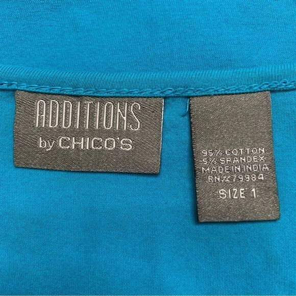 Chico’s Beaded Embellished Blue V-neck 3/4 Sleeves Top - Picture 10 of 13